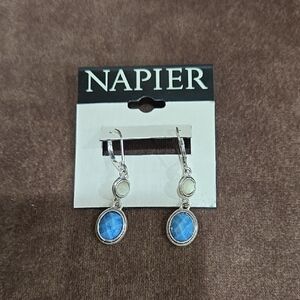 Napier Silver Earrings with Blue Accents